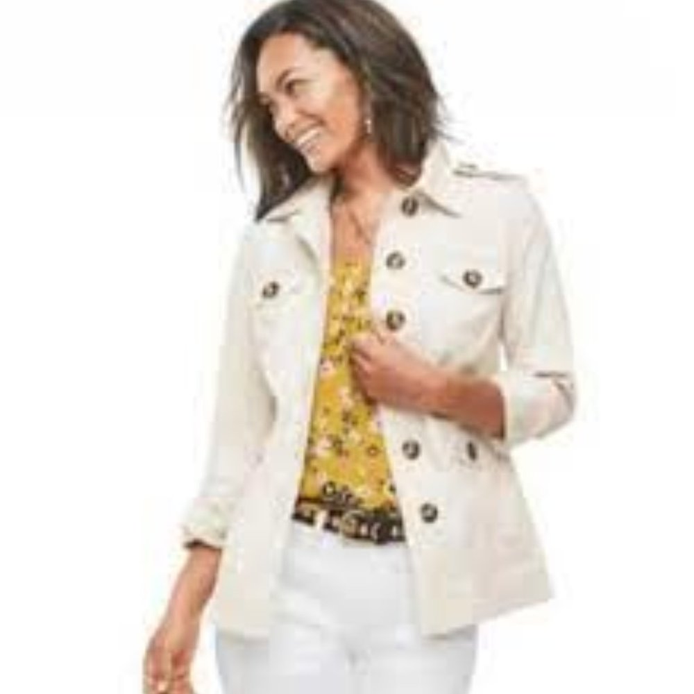 Cabi Ivory Kenya Safari Jacket with back vents - Size L - 5659
